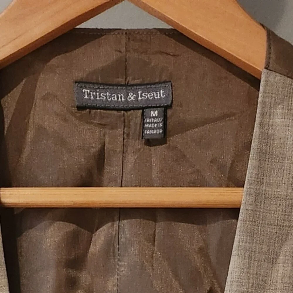 Tristan And Iseut Wool Blend‎ Tan Suit Vest Tailored Elegance